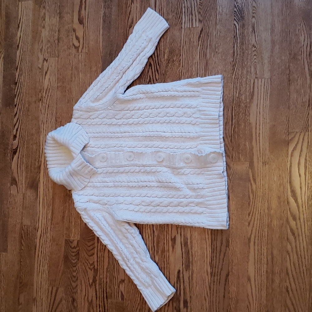(M) L.L. Bean Cable Knit Cottagecore Button Up Sweater Cozy Comfy Winter